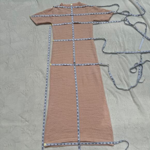 Lauren Manoogian Crocheted Cotton-Blend Midi Dress Petal Peach Pink Size 1 Small - Picture 12 of 16